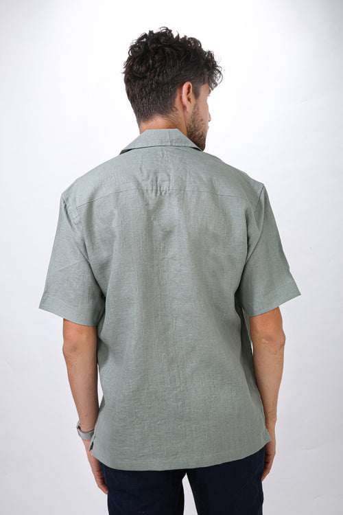 VERDANT DRIFT - HAND EMBROIDERED UNISEX PURE LINEN SHIRT