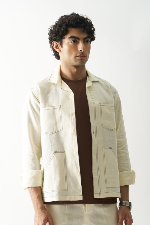 CARAMEL CASCADE LINEN JACKET