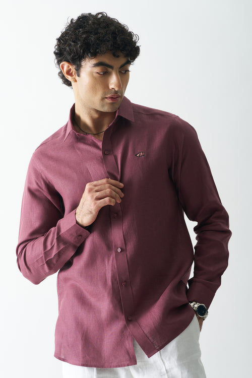 VINE YARD - ROZZANA FULL SLEEVE PURE LINEN SHIRT