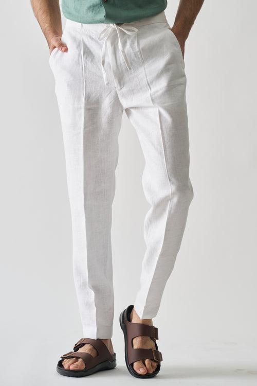 WHITE - PURE HEAVY LINEN CASUAL PANT