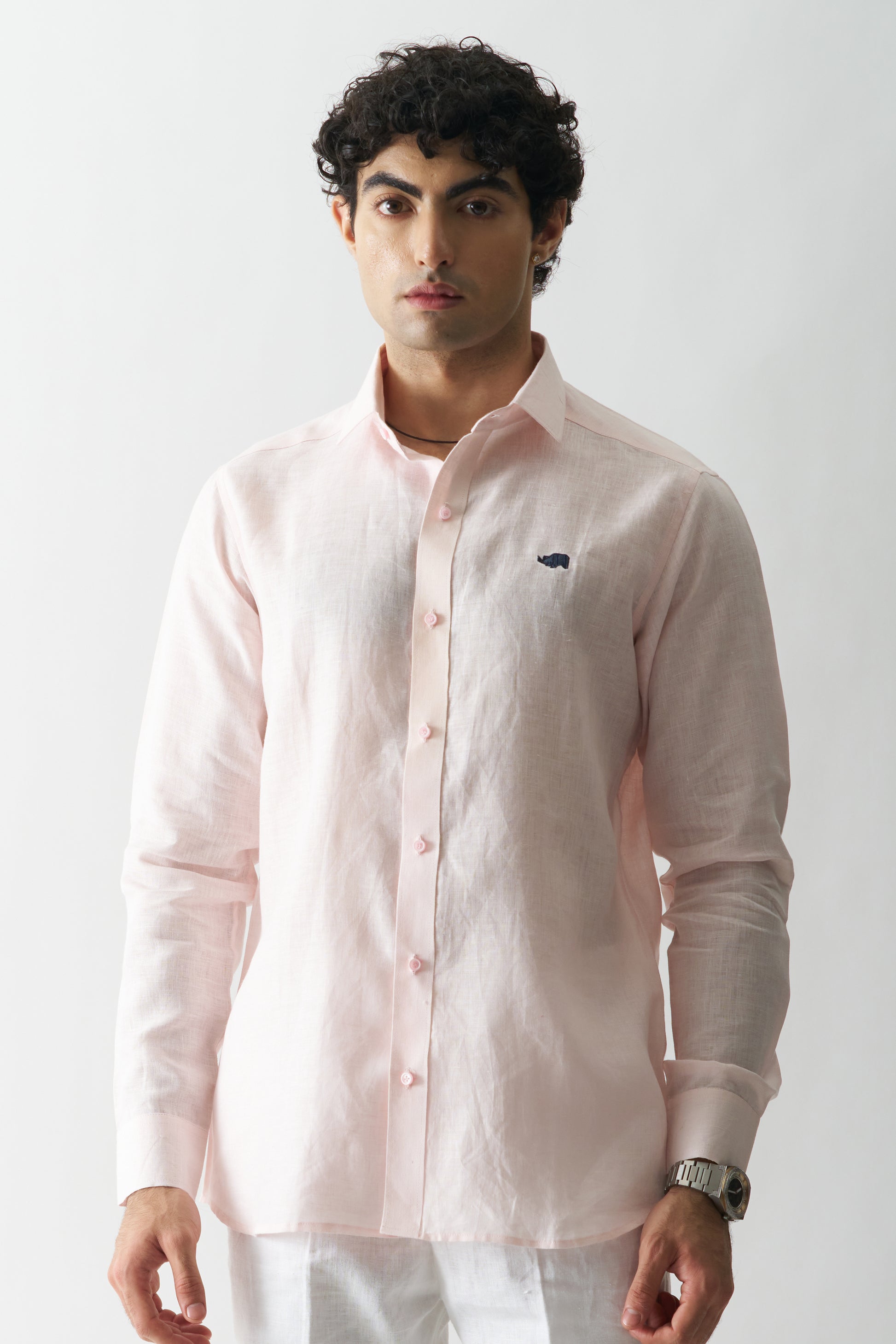 PINK MIST - ROZZANA FULL SLEEVE PURE LINEN SHIRT