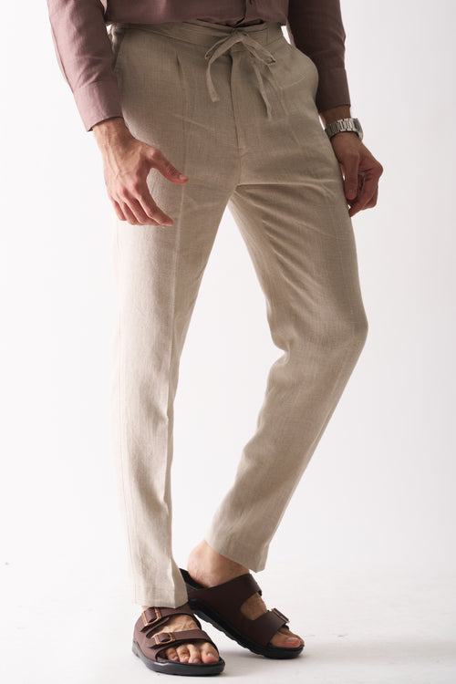 NATURAL UNDYED - PURE HEAVY LINEN CASUAL PANT