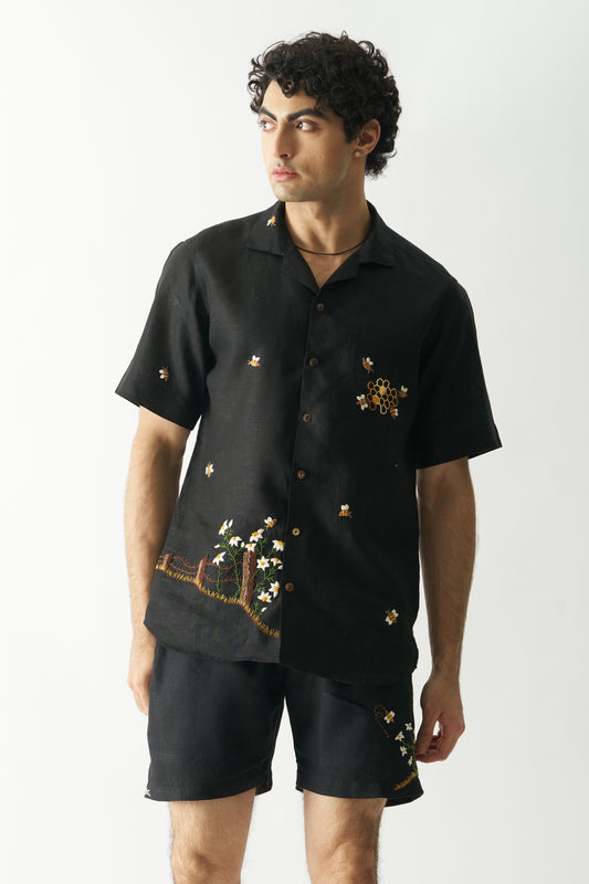 BUZZING BEES - HAND EMBROIDERED PURE LINEN UNISEX CO-ORD SET