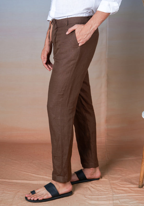 BROWN - LINEN EAZY PANT