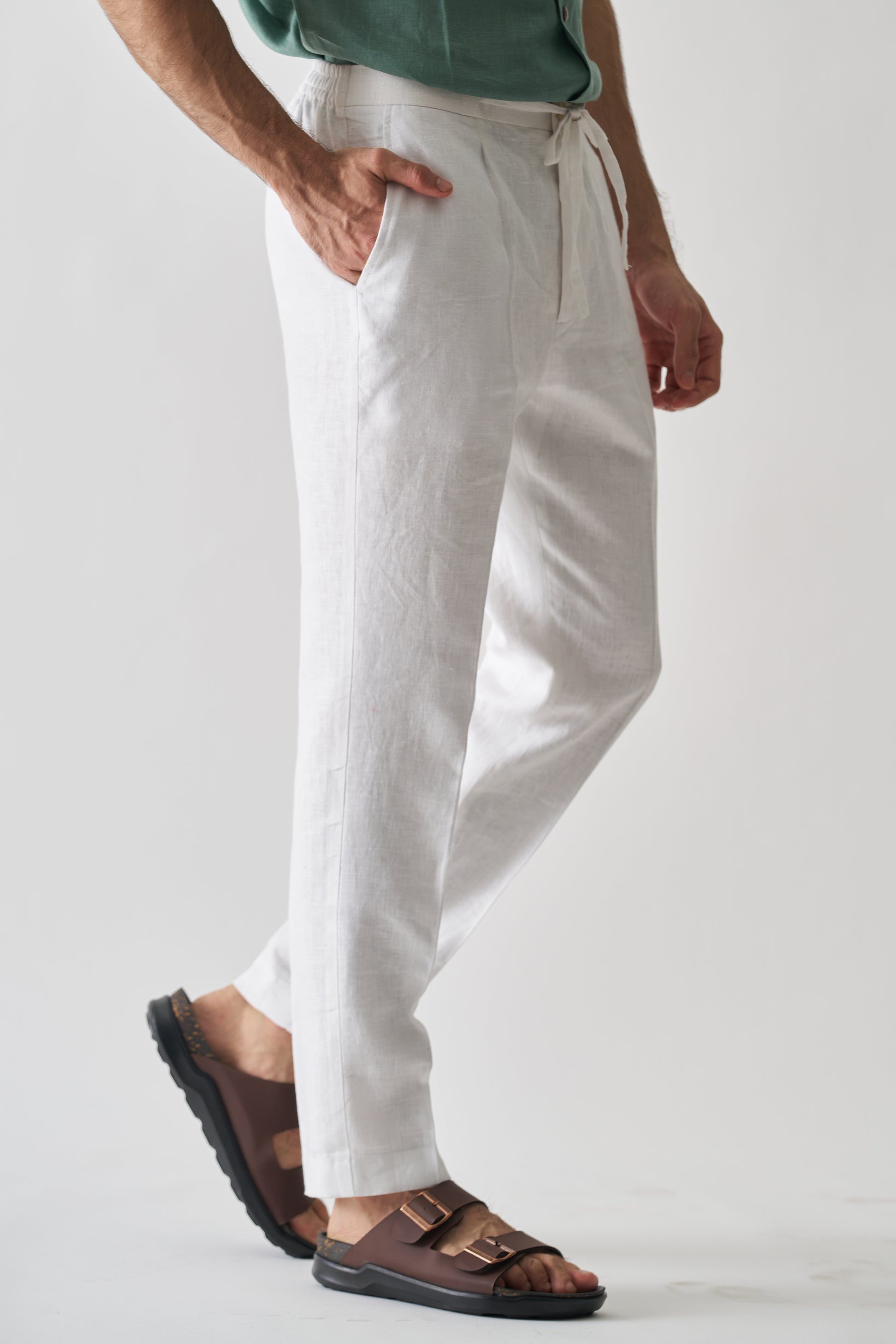 WHITE - PURE HEAVY LINEN CASUAL PANT