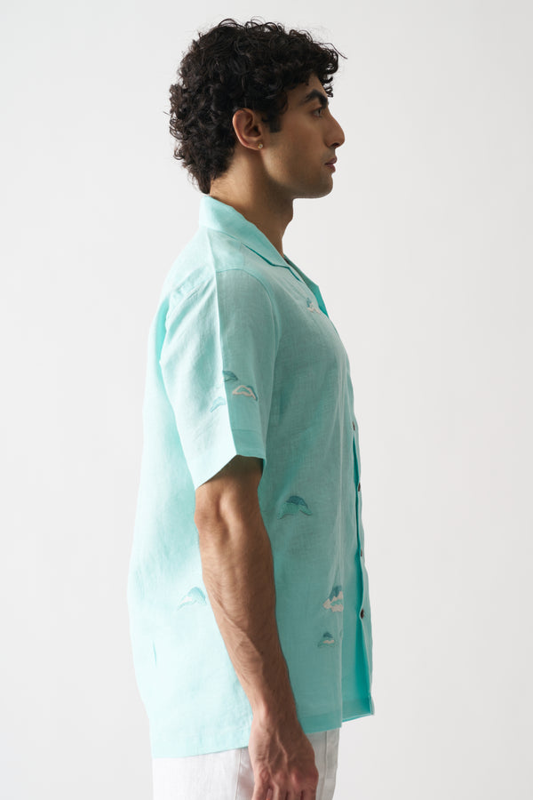 SKY IS THE LIMIT - HAND EMBROIDERED UNISEX PURE LINEN SHIRT