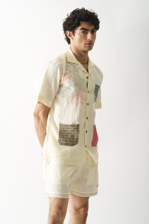 POCKET FUSION - HAND EMBROIDERED PURE LINEN UNISEX CO-ORD SET