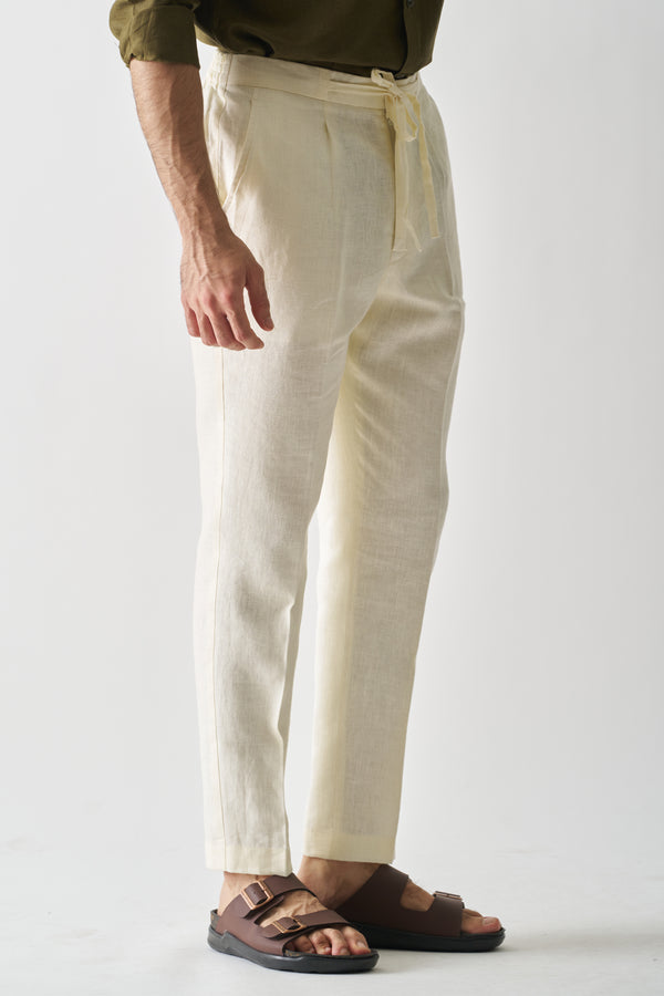 CREAM - PURE HEAVY LINEN CASUAL PANT