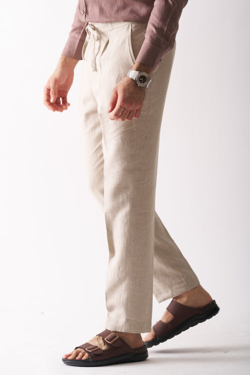 NATURAL UNDYED - PURE HEAVY LINEN CASUAL PANT