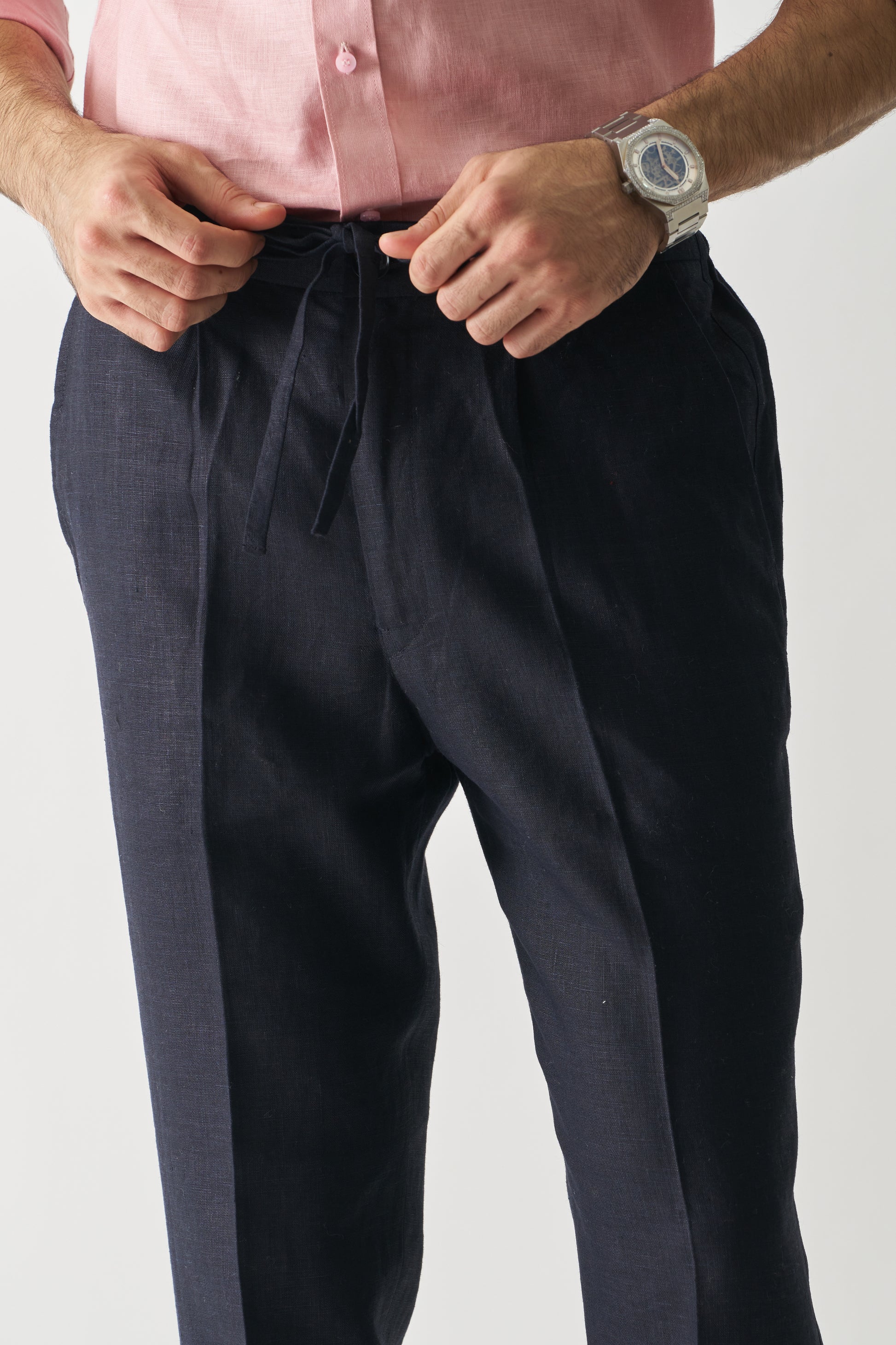 NAVY BLUE - PURE HEAVY LINEN CASUAL PANT