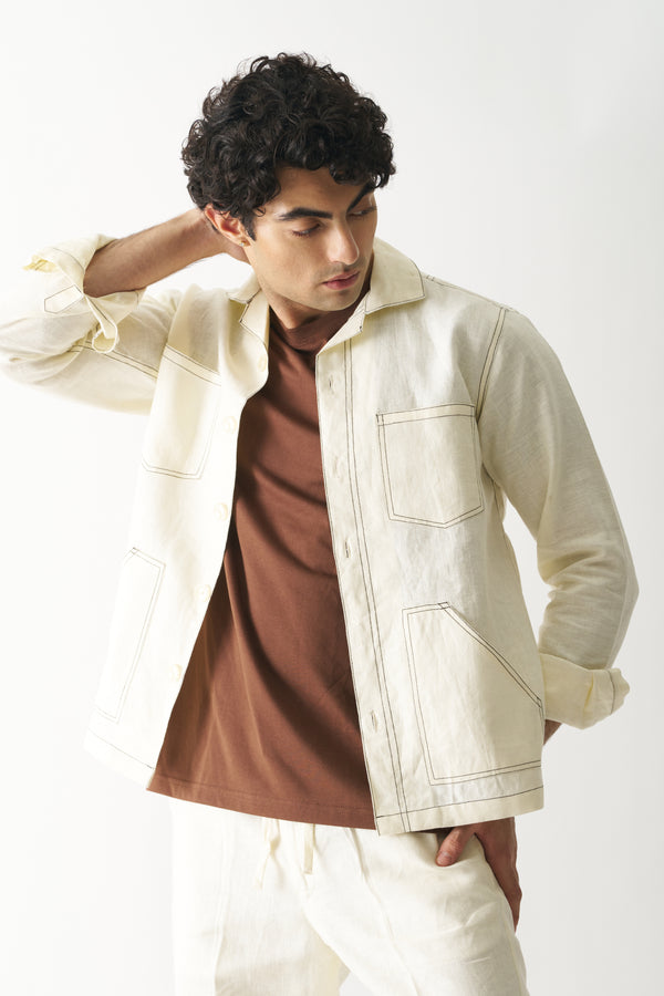 CARAMEL CASCADE LINEN JACKET