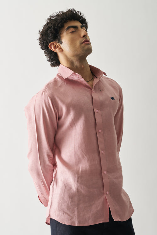 VINTAGE ROSE - ROZZANA FULL SLEEVE PURE LINEN SHIRT