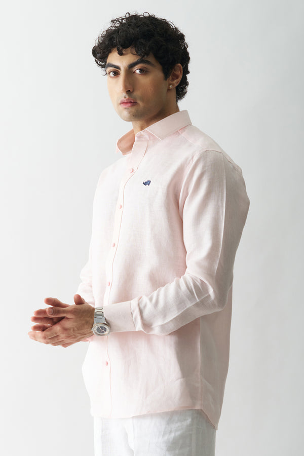 PINK MIST - ROZZANA FULL SLEEVE PURE LINEN SHIRT