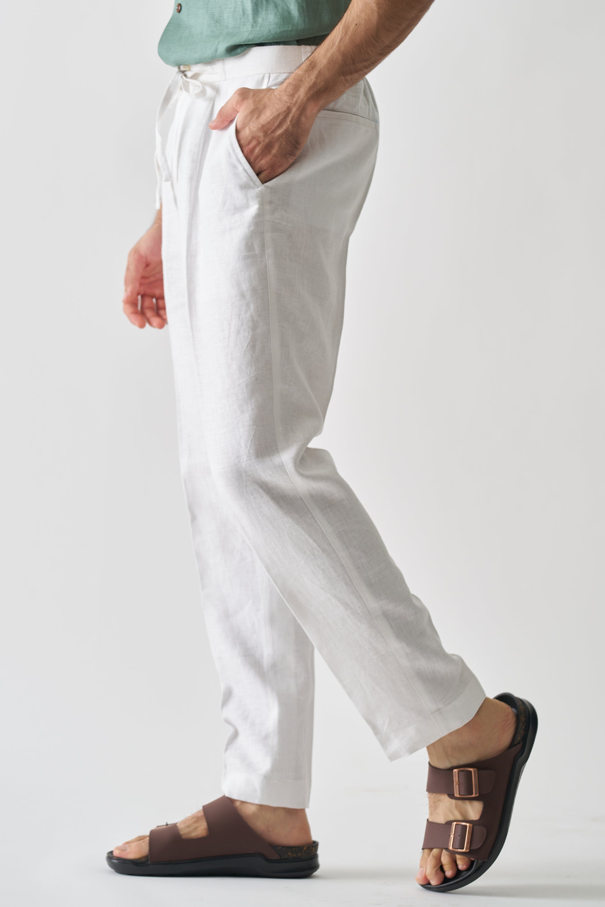 WHITE - PURE HEAVY LINEN CASUAL PANT