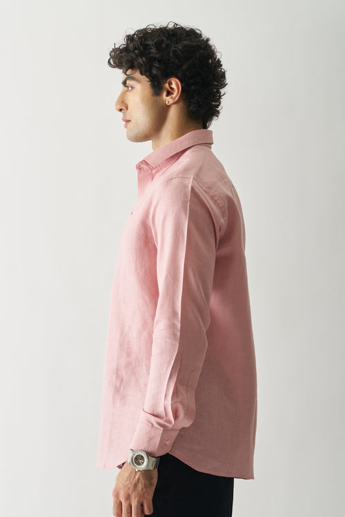 VINTAGE ROSE - ROZZANA FULL SLEEVE PURE LINEN SHIRT