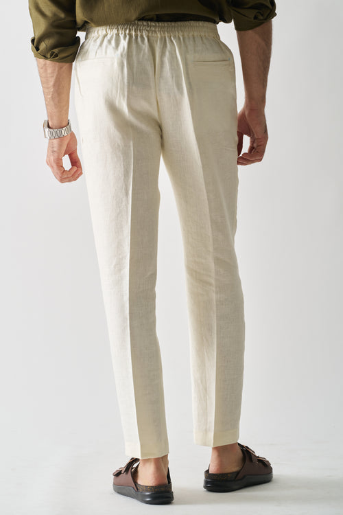 CREAM - PURE HEAVY LINEN CASUAL PANT