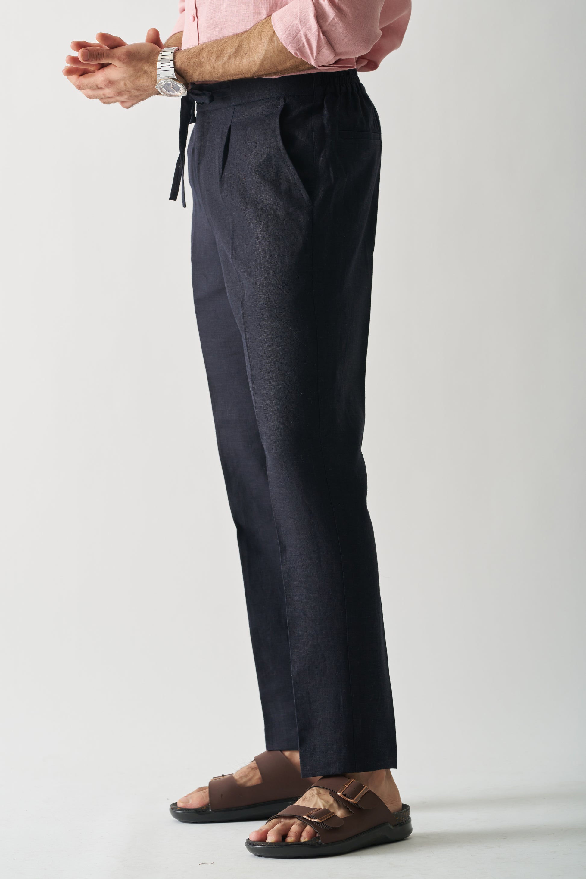 NAVY BLUE - PURE HEAVY LINEN CASUAL PANT