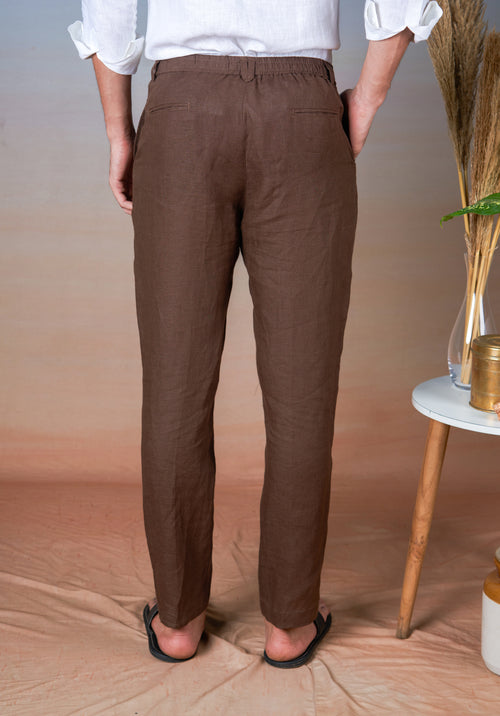 BROWN - LINEN EAZY PANT