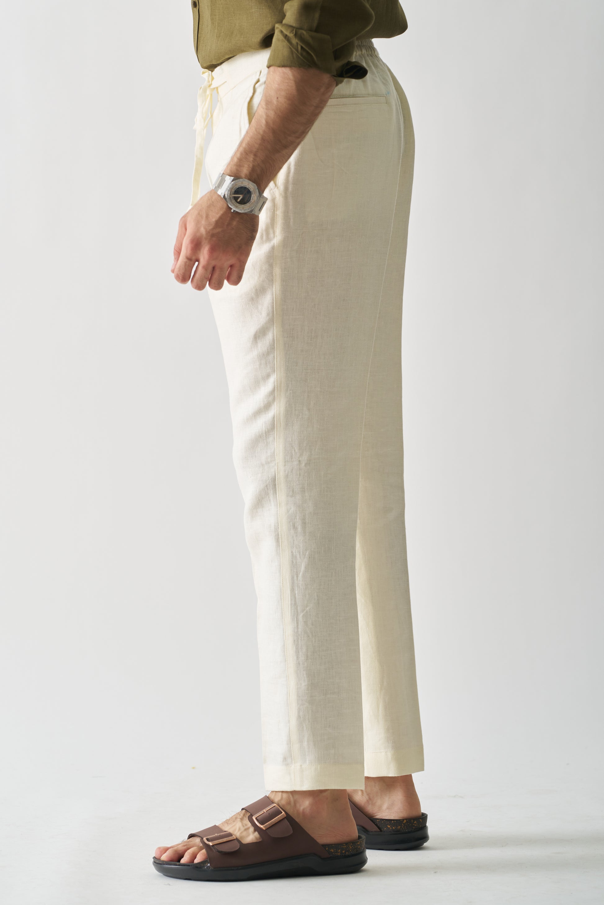 CREAM - PURE HEAVY LINEN CASUAL PANT