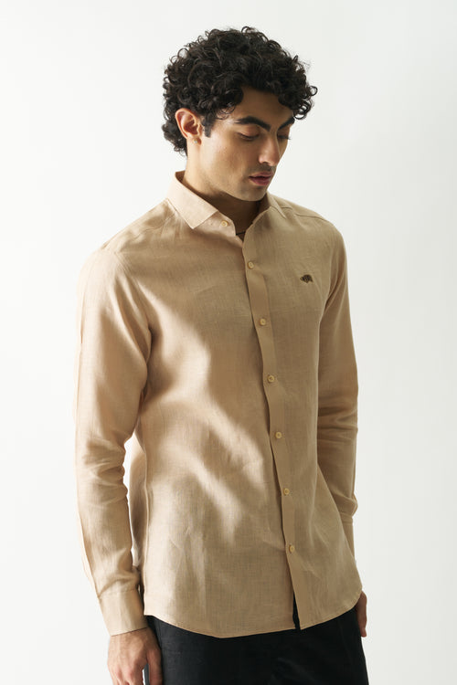 SWISS COFFEE - ROZZANA FULL SLEEVE PURE LINEN SHIRT