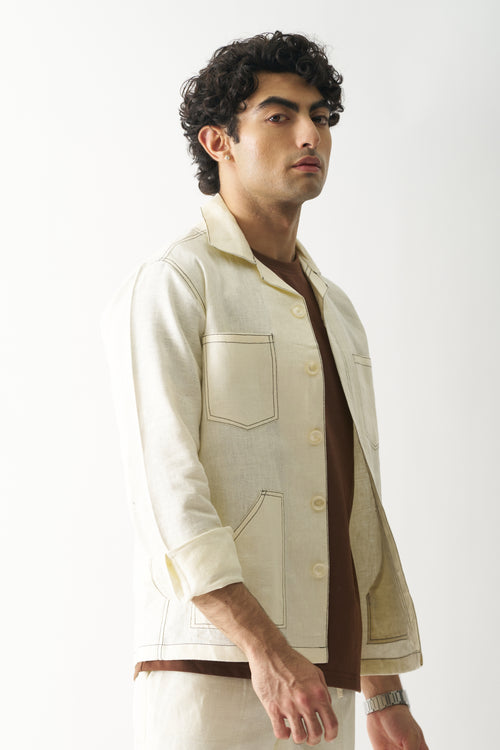 CARAMEL CASCADE LINEN JACKET