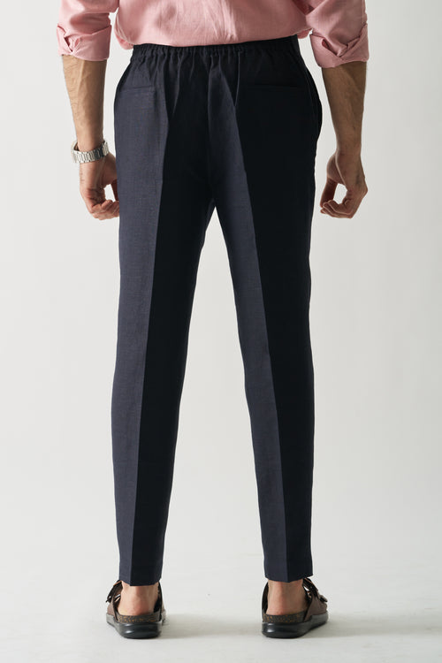 NAVY BLUE - PURE HEAVY LINEN CASUAL PANT