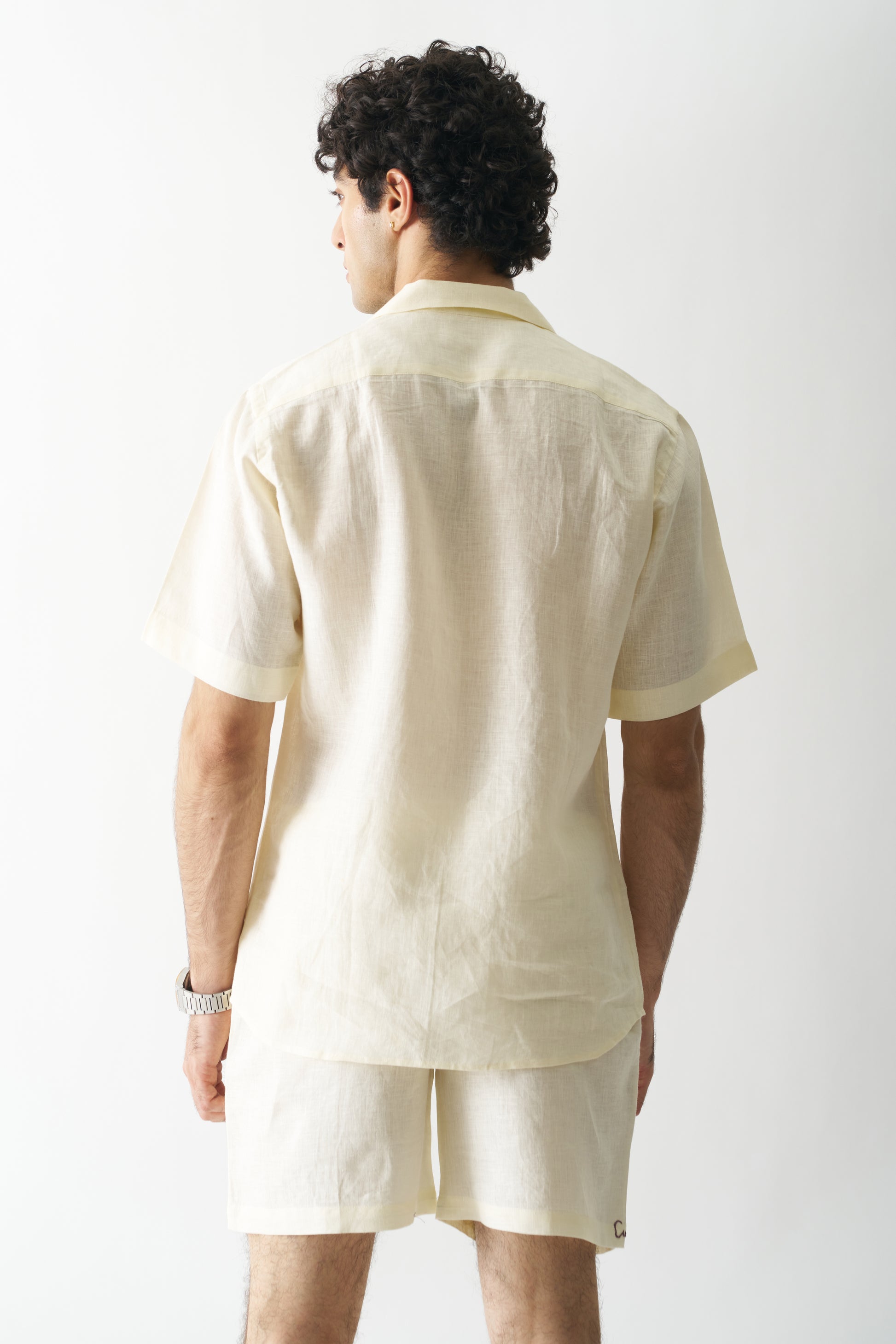 OFF-WHITE PETALS  - HAND EMBROIDERED PURE LINEN UNISEX CO-ORD SET