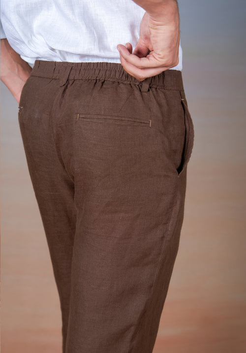 BROWN - LINEN EAZY PANT