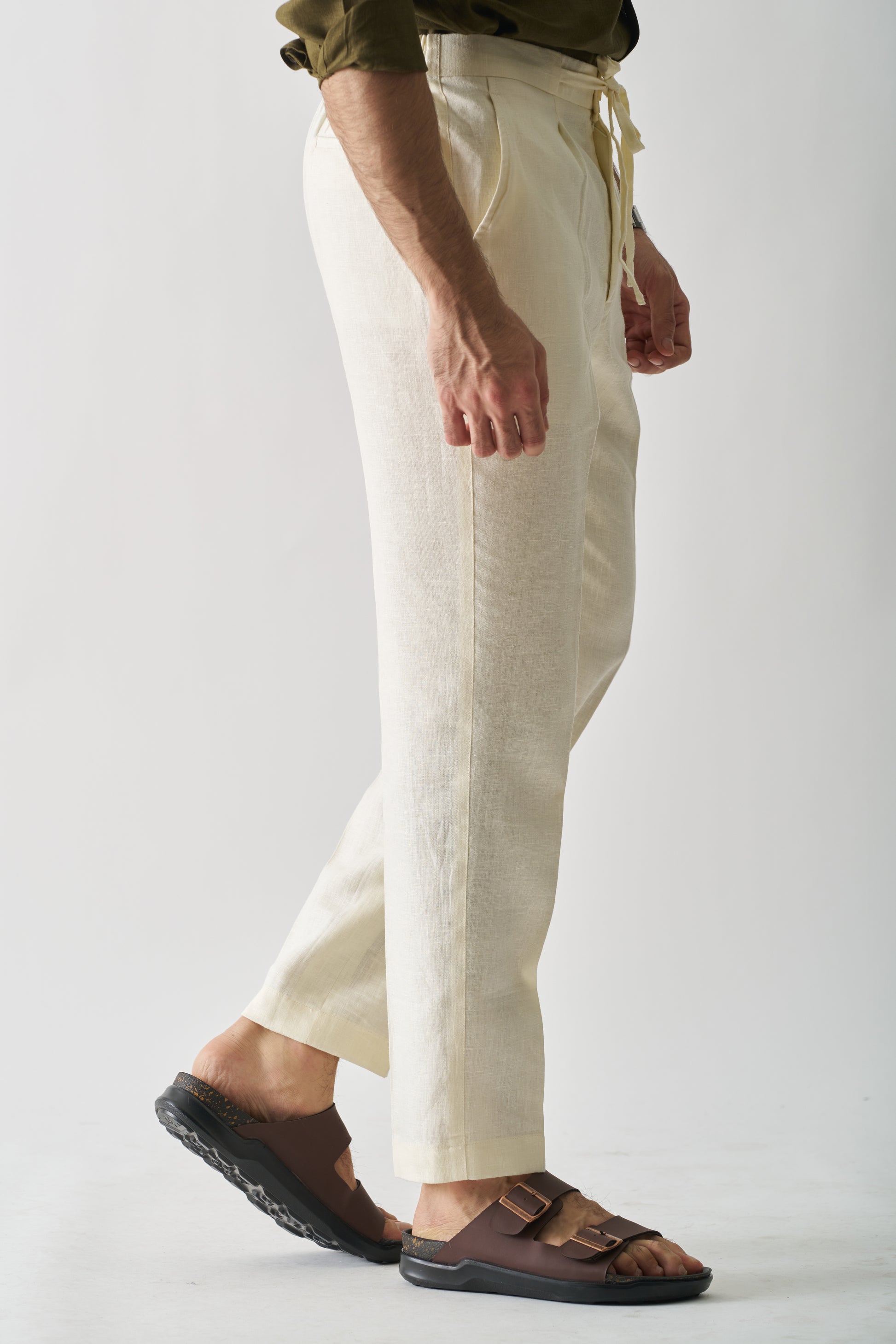 CREAM - PURE HEAVY LINEN CASUAL PANT