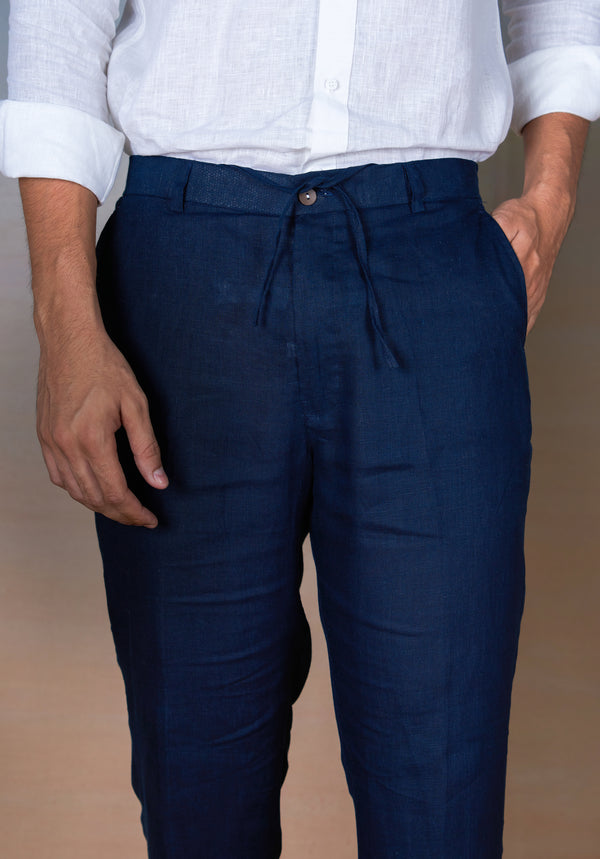 NAVY BLUE - LINEN EAZY PANT