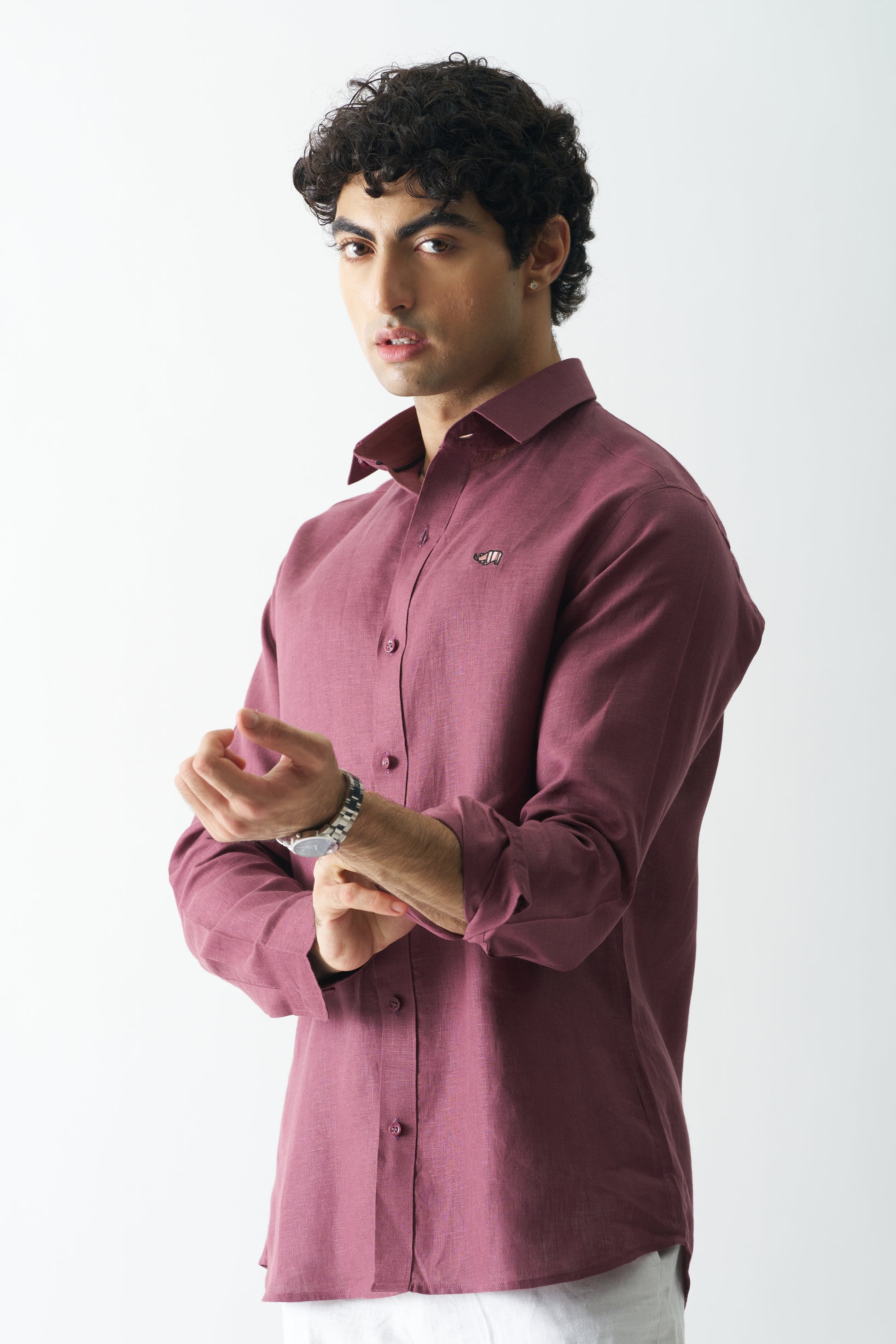 VINE YARD - ROZZANA FULL SLEEVE PURE LINEN SHIRT