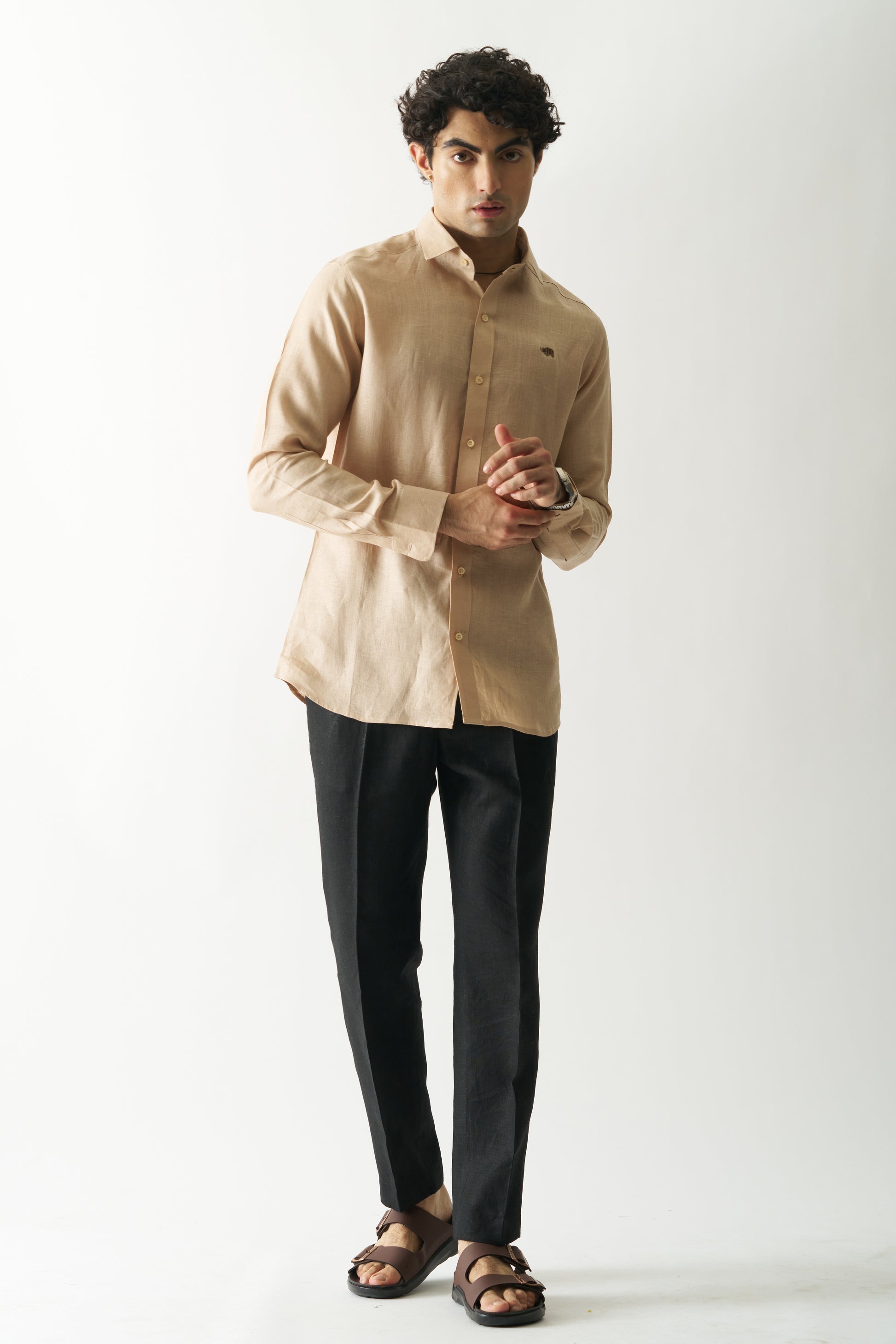 SWISS COFFEE - ROZZANA FULL SLEEVE PURE LINEN SHIRT