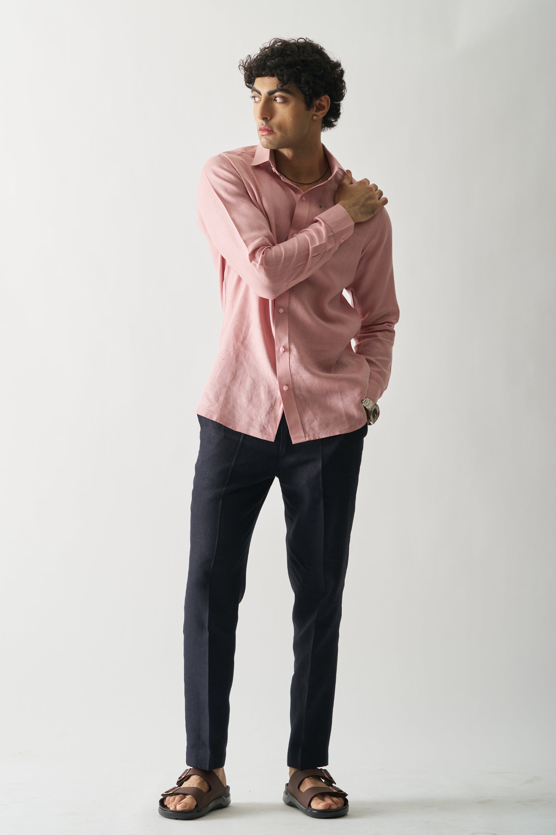 VINTAGE ROSE - ROZZANA FULL SLEEVE PURE LINEN SHIRT