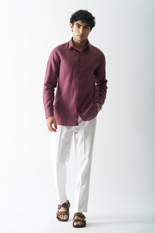 VINE YARD - ROZZANA FULL SLEEVE PURE LINEN SHIRT