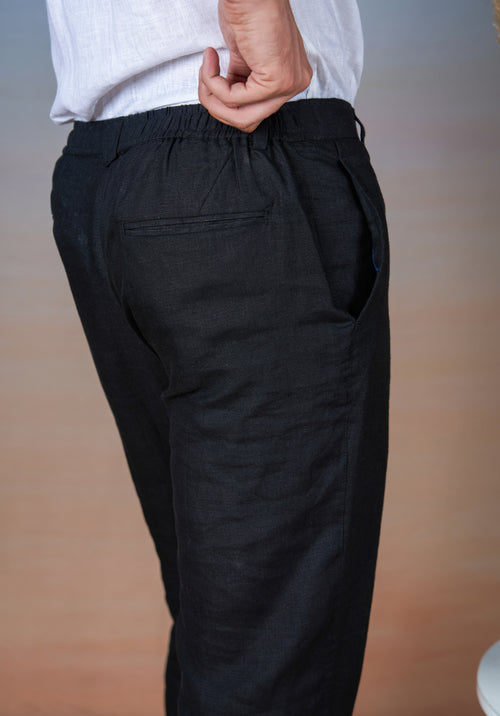 BLACK - LINEN EAZY PANT