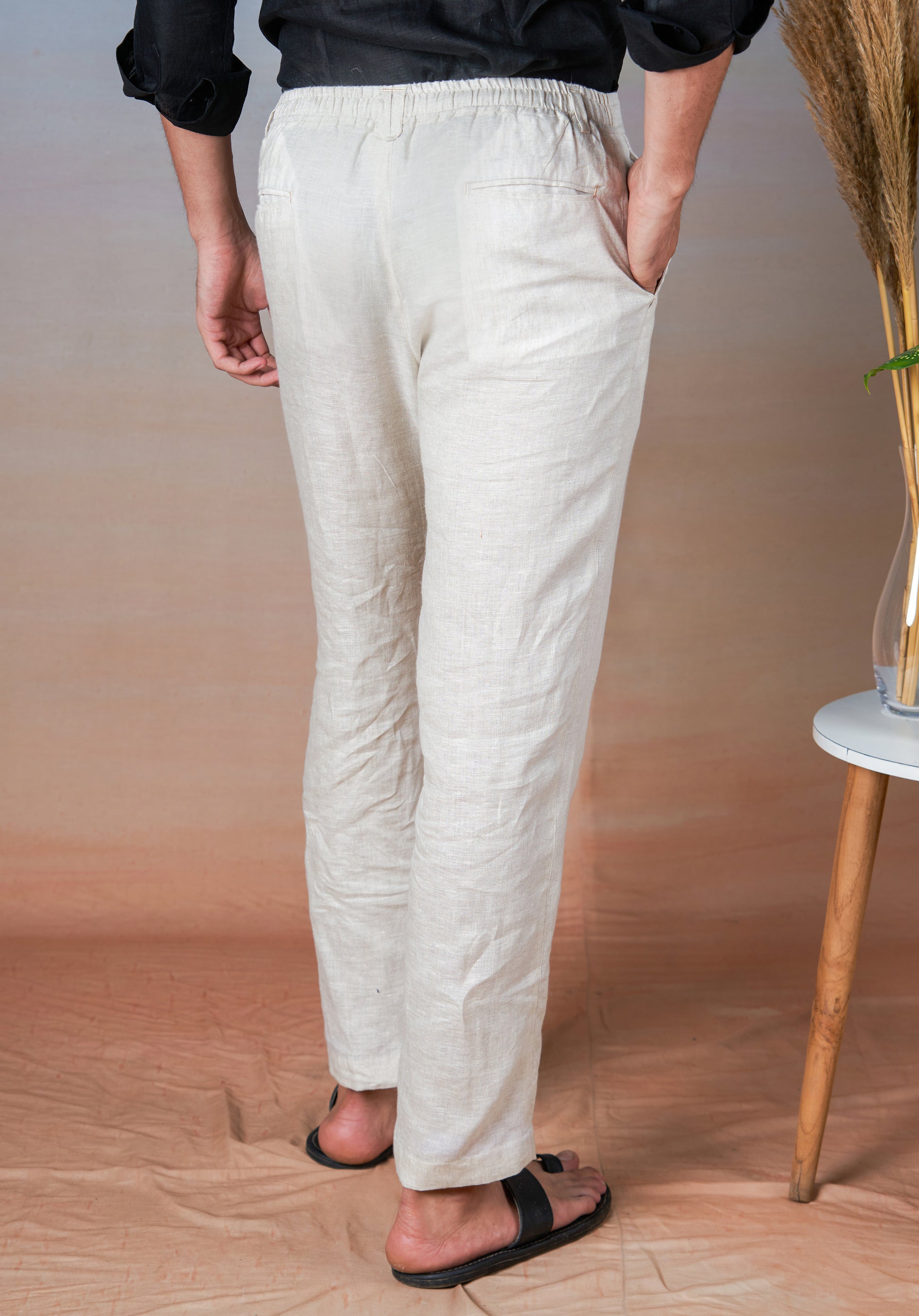 BEIGE - LINEN EAZY PANT