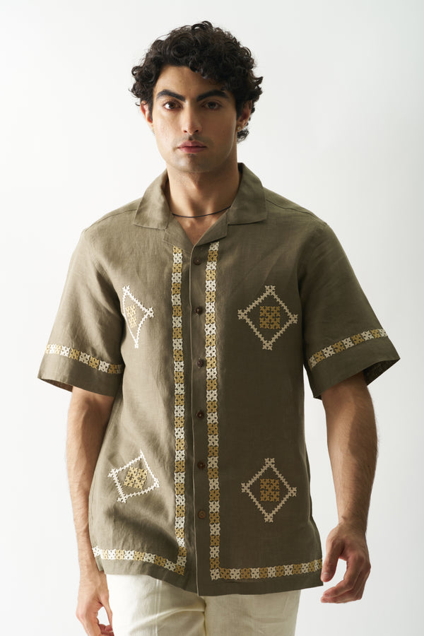 CALL ME AESTHETIC - HAND EMBROIDERED UNISEX PURE LINEN SHIRT