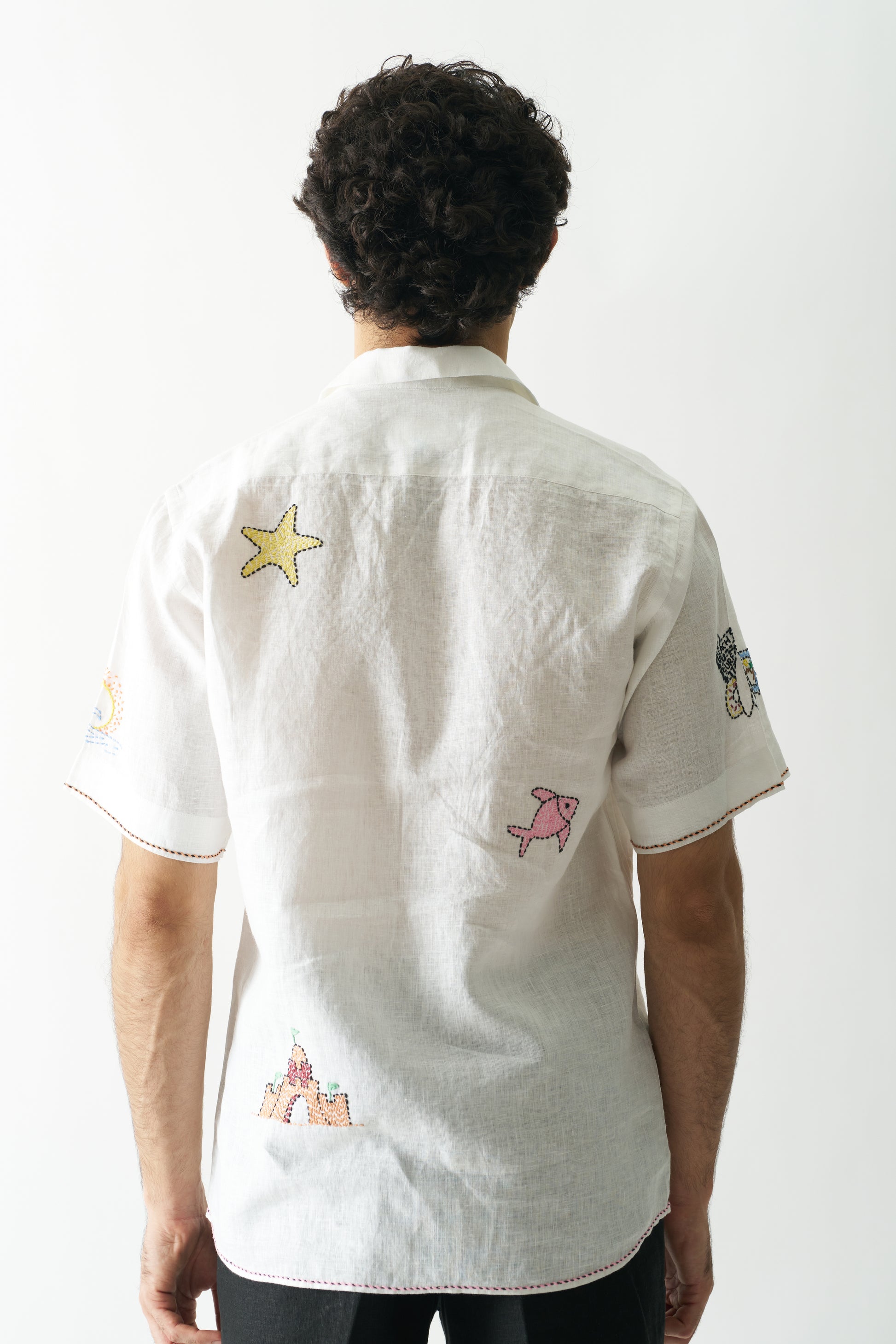 BEACH BLISS - HAND EMBROIDERED UNISEX PURE LINEN SHIRT