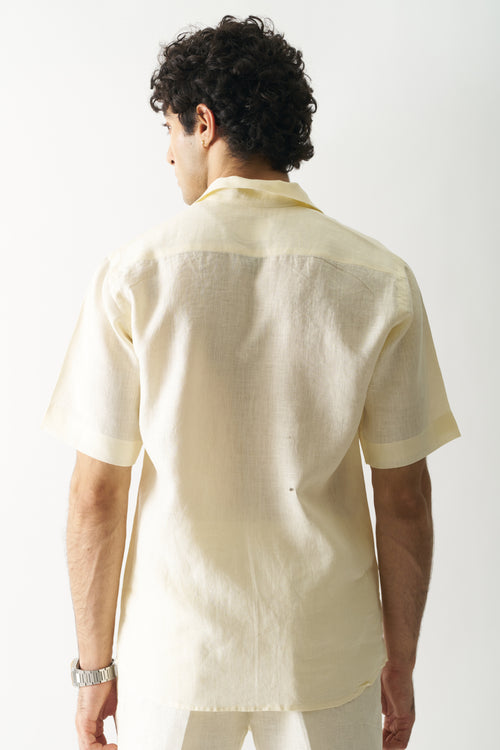 OFF-WHITE PETALS - HAND EMBROIDERED UNISEX PURE LINEN SHIRT