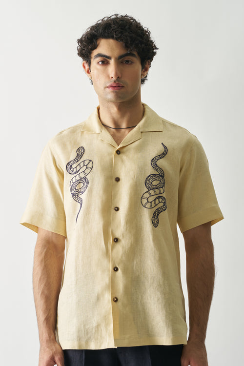 VENOMOUS AESTHETIC - HAND EMBROIDERED UNISEX PURE LINEN SHIRT