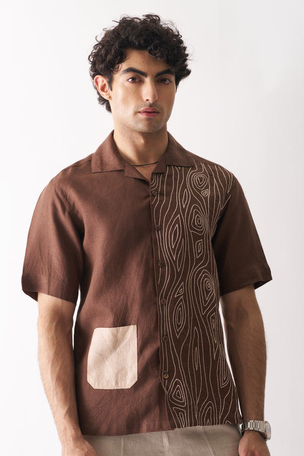 WOODLAND BREEZE - HAND EMBROIDERED UNISEX PURE LINEN SHIRT