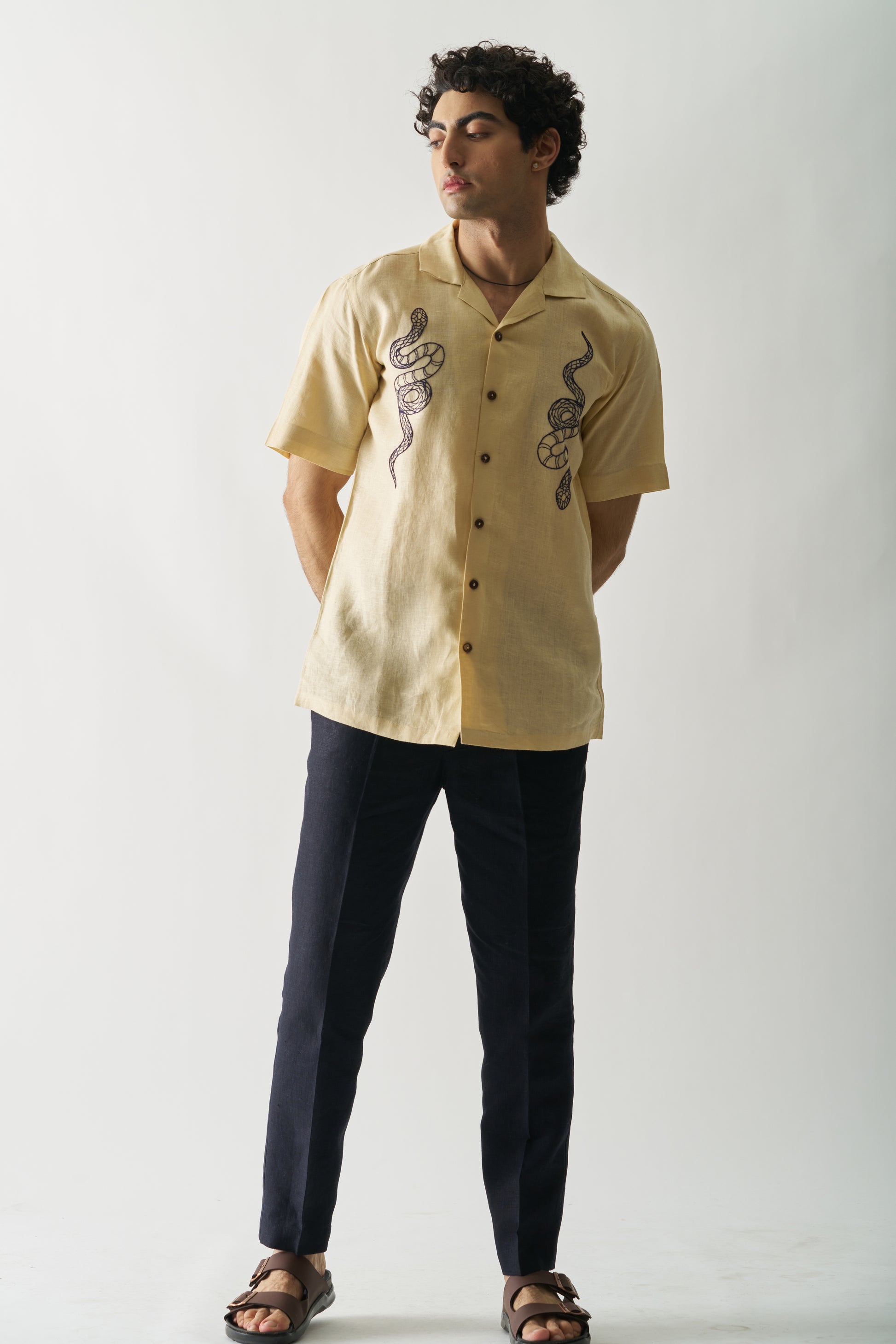 VENOMOUS AESTHETIC - HAND EMBROIDERED UNISEX PURE LINEN SHIRT