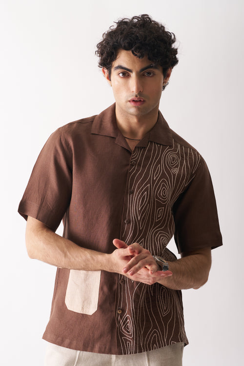 WOODLAND BREEZE - HAND EMBROIDERED UNISEX PURE LINEN SHIRT