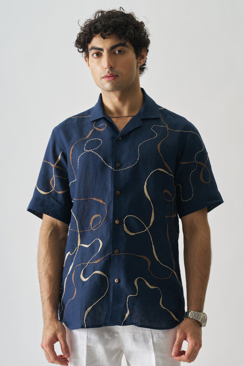 IMPERIAL ACCENT - HAND EMBROIDERED UNISEX PURE LINEN SHIRT