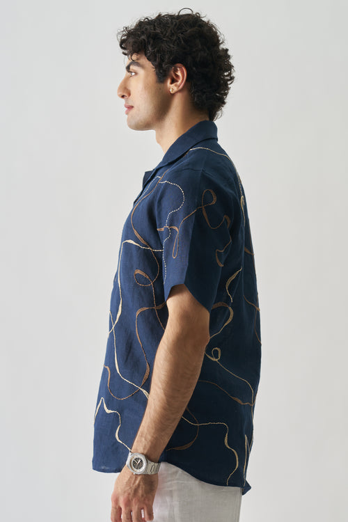 IMPERIAL ACCENT - HAND EMBROIDERED UNISEX PURE LINEN SHIRT