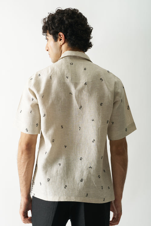 IT'S ALL ABOUT NUMBERS - HAND EMBROIDERED UNISEX PURE LINEN SHIRT