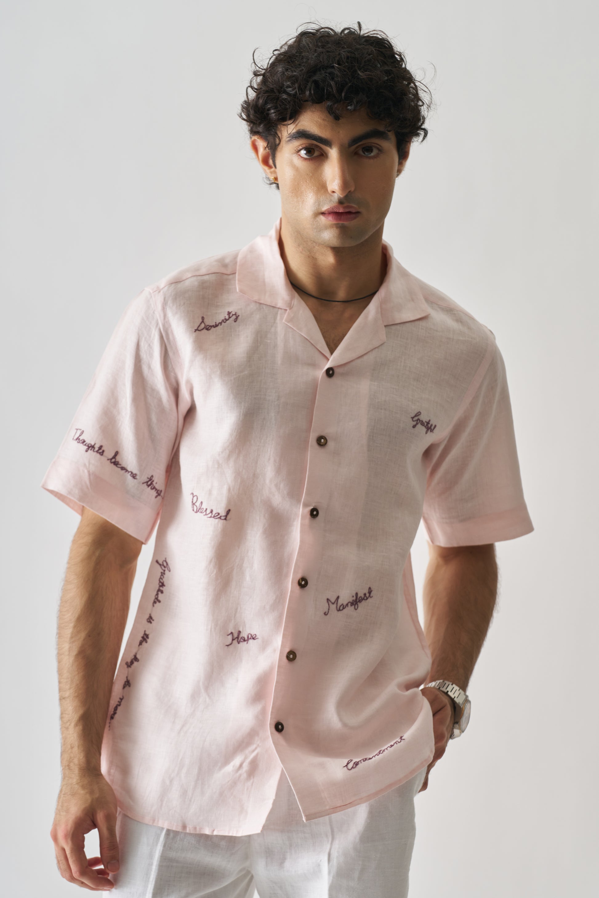 11:11 - HAND EMBROIDERED UNISEX PURE LINEN SHIRT