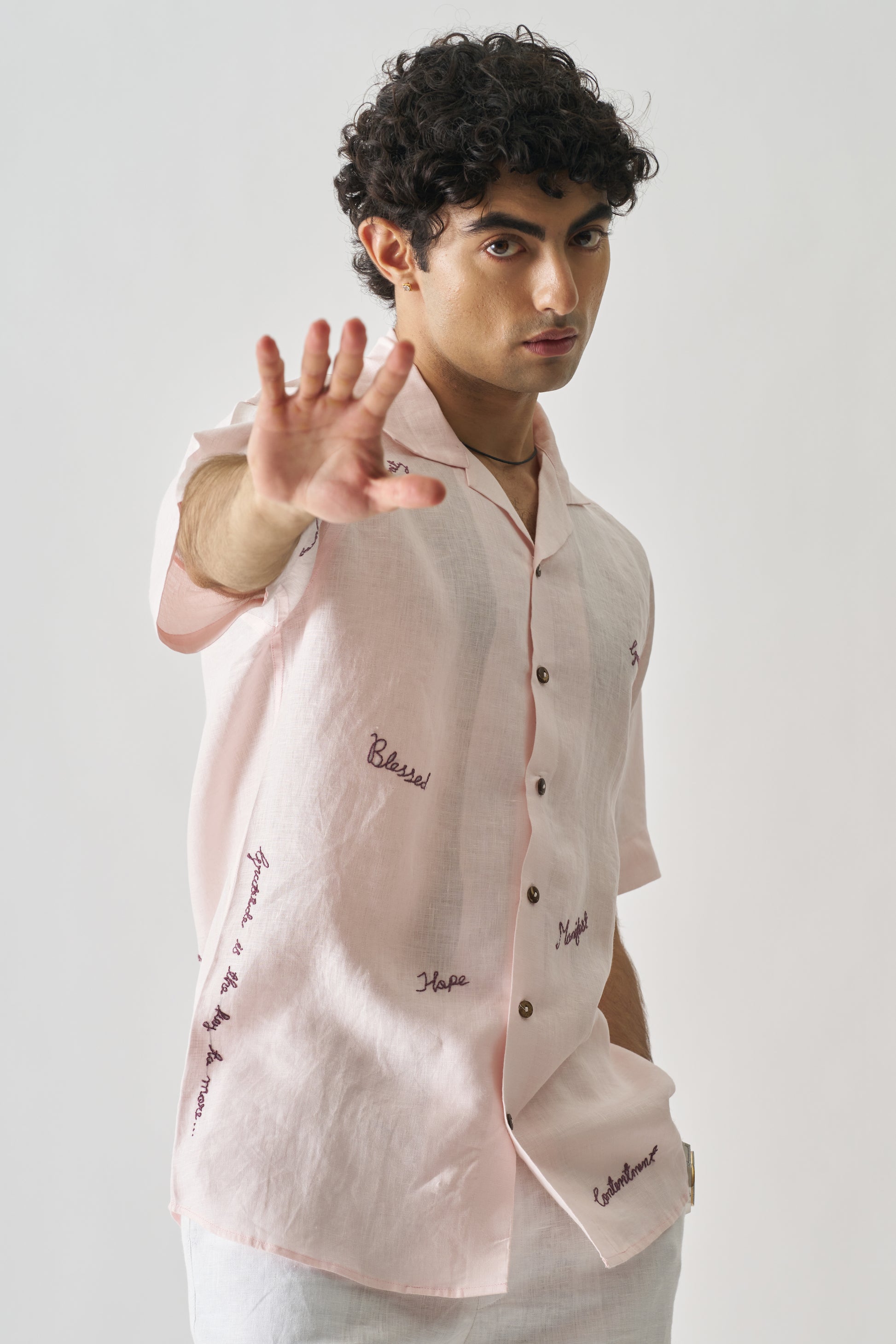 11:11 - HAND EMBROIDERED UNISEX PURE LINEN SHIRT