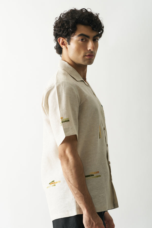 CLASSICAL ELEGANCE - HAND EMBROIDERED UNISEX PURE LINEN SHIRT