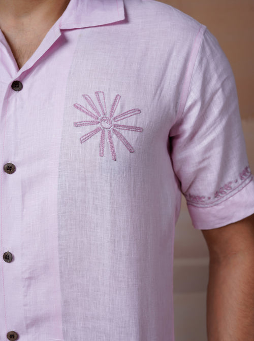 BOTANICAL BREEZE - HAND EMBROIDERED UNISEX LINEN SHIRT